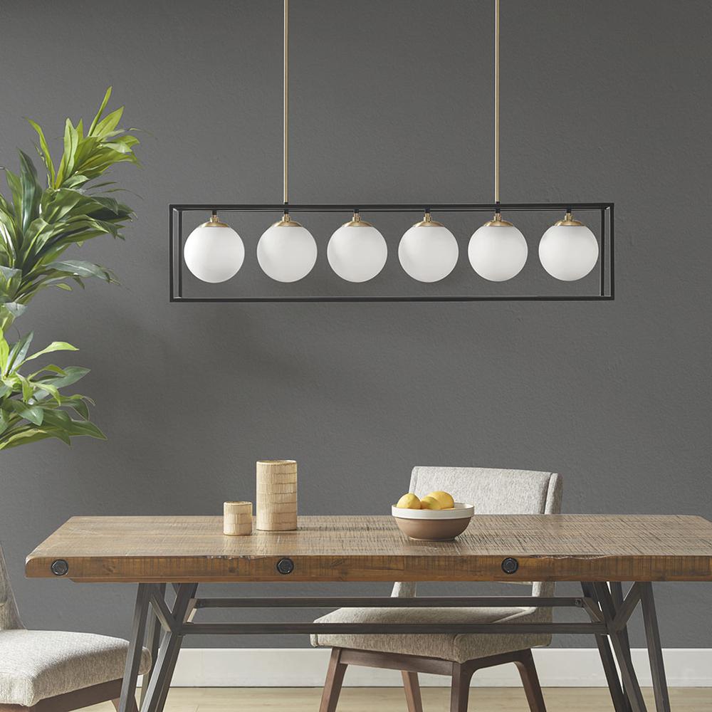 6-Light Frosted Glass Globe Linear Chandelier