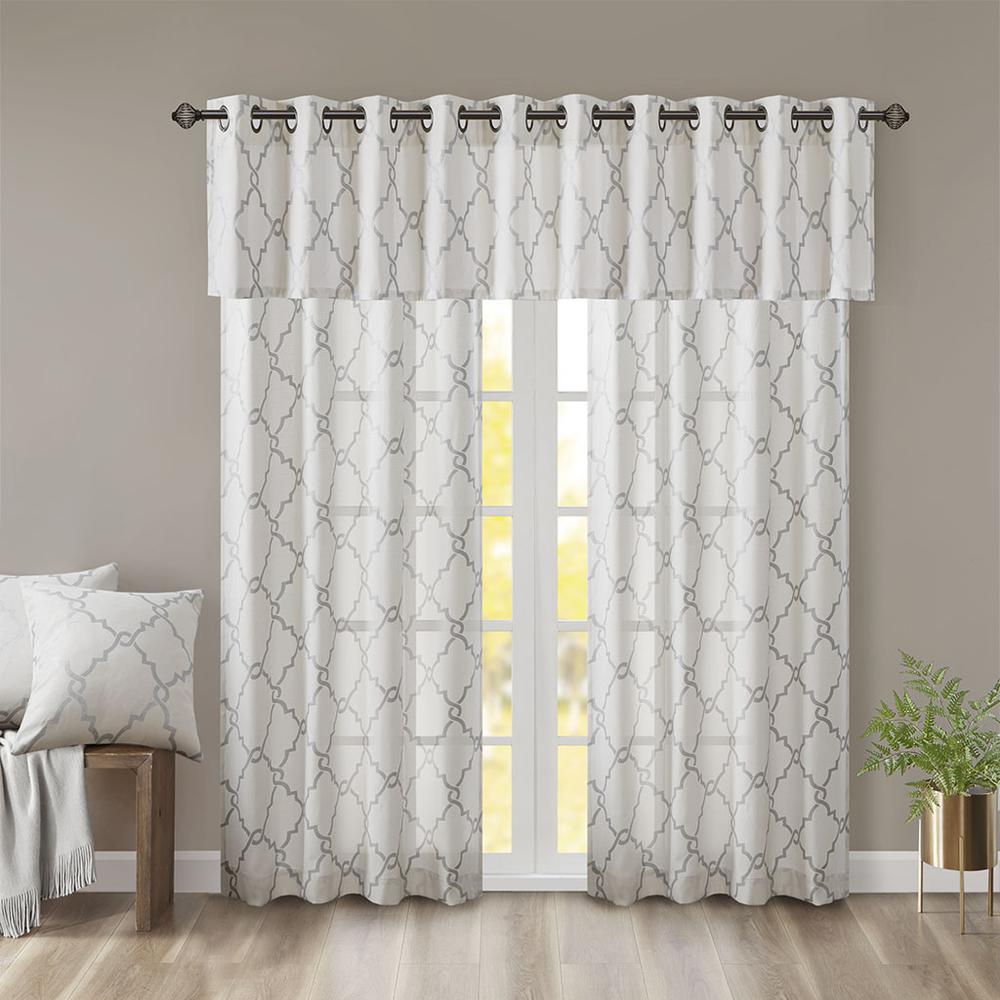 Fretwork Print Grommet Top Window Valance