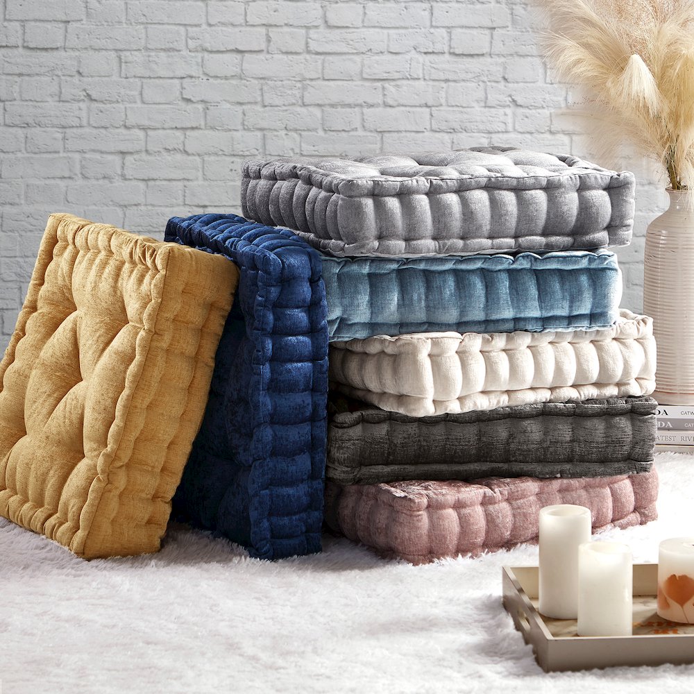 Azza Poly Chenille Square Floor Pillow Cushion Compress Pack