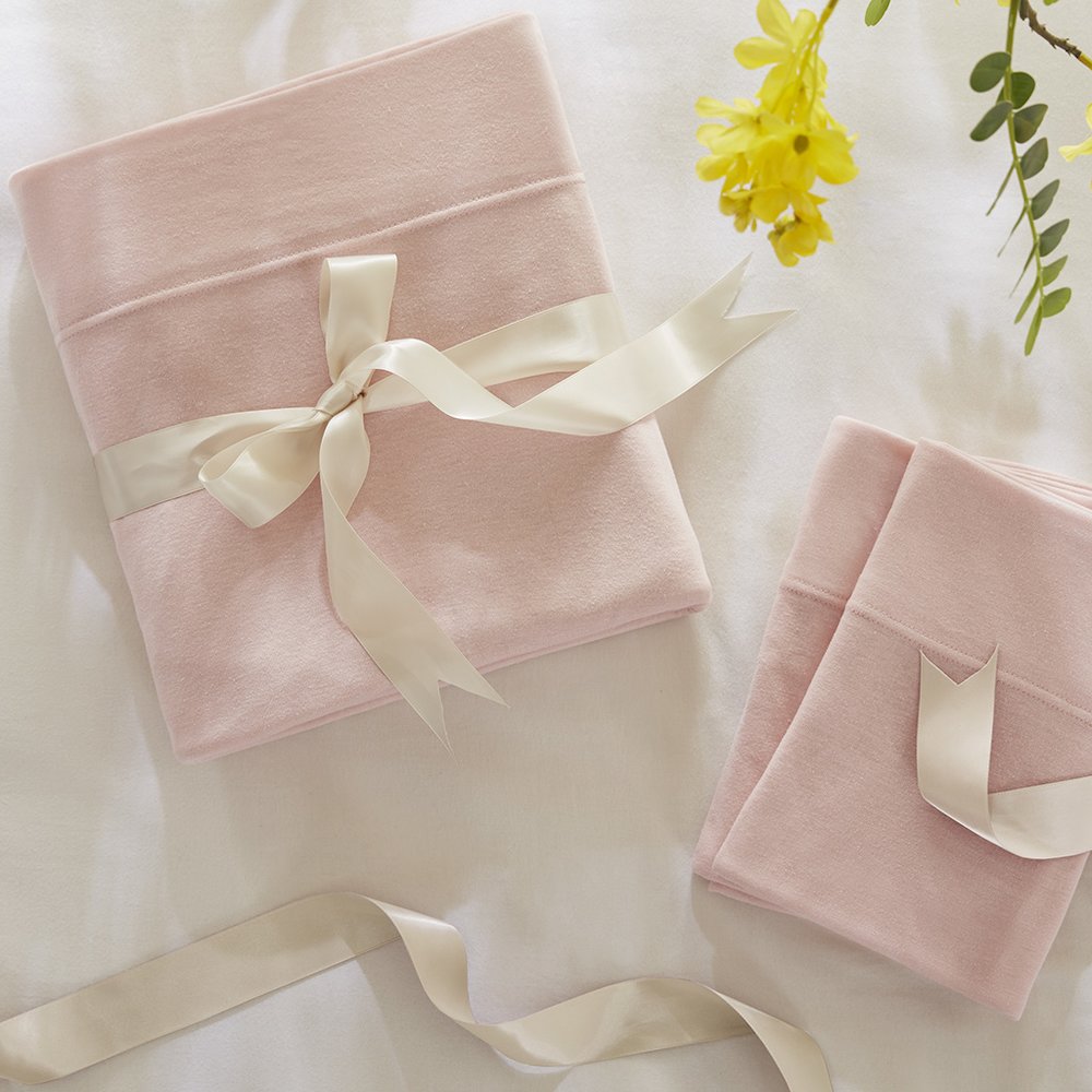 Cotton Blend Jersey Knit All Season Sheet Set, Blush color