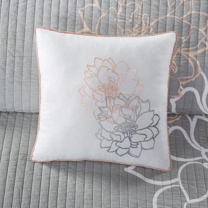 6 Piece Printed Cotton Quilt Set with Throw Pillows