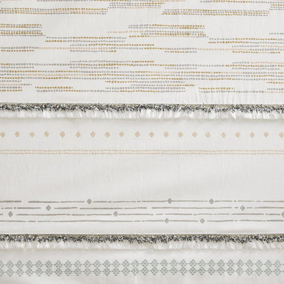 Cotton Printed Curtain Panel with tassel trim and Lining