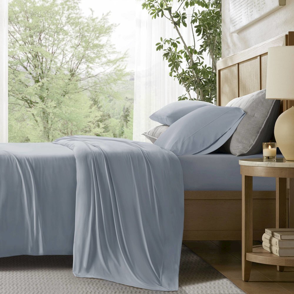 Cooling Stretch Jersey Sheet Set, Blue color