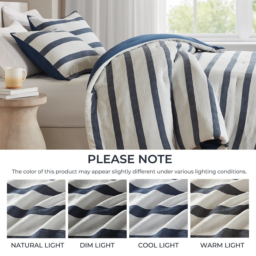 Merritt Yarn-dyed striped comforter, Blue color