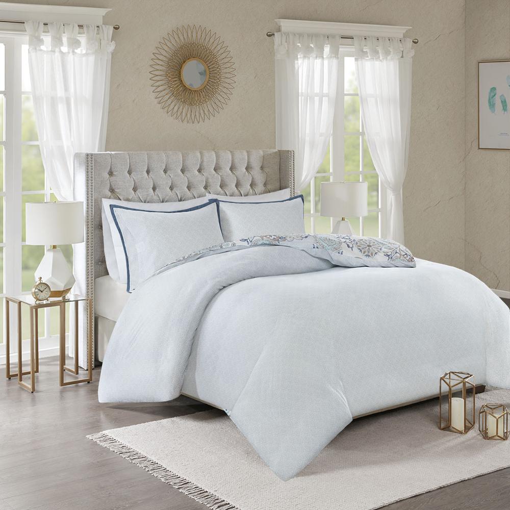 3 Piece Cotton Floral Printed Reversible Duvet Cover Set