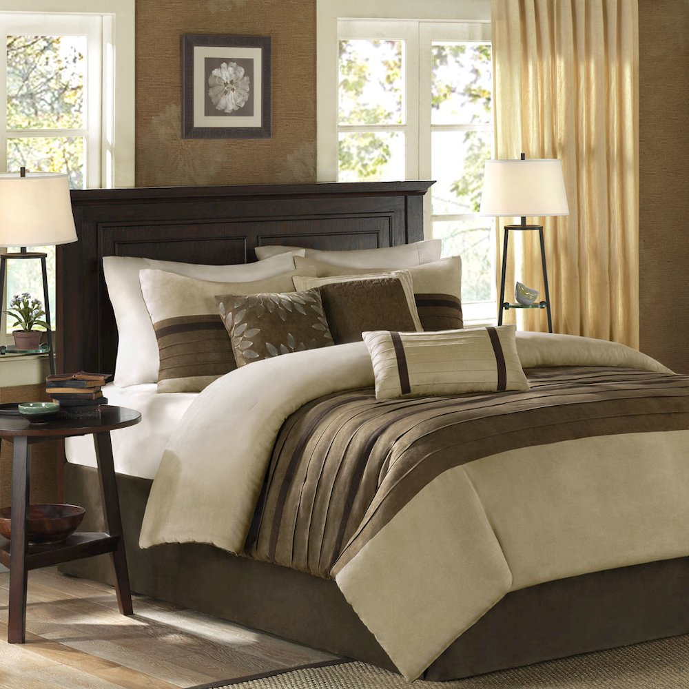 Palmer 7 Piece Pieced Faux Suede Comforter Set
