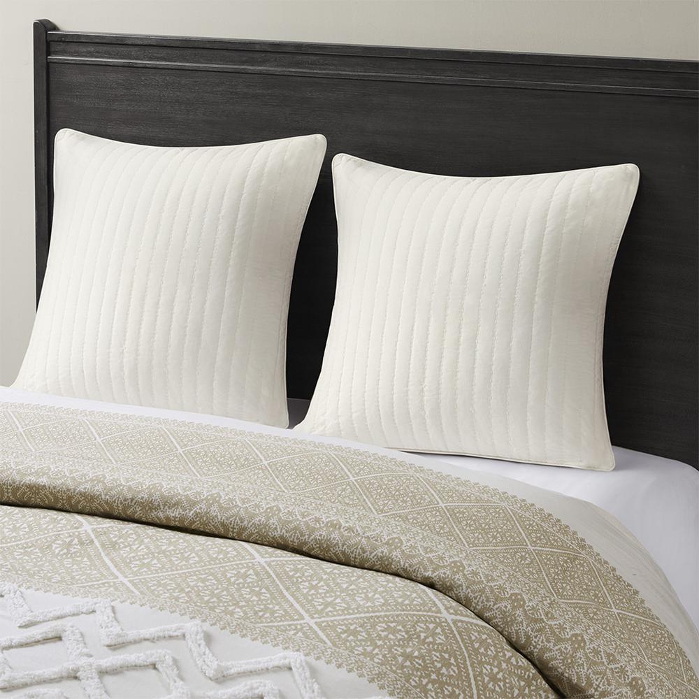 Camila Cotton Quilted Euro Sham, White color