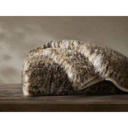 Botswana Animal Print Faux Fur Throw Blanket, Leopard color