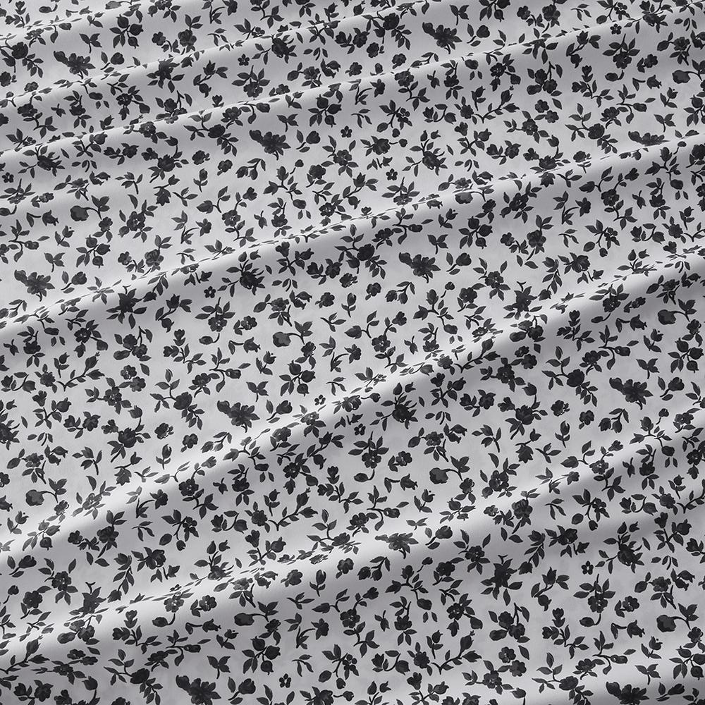 Printed Microfiber Sheet Set, Black Floral color