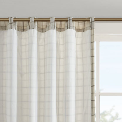 Plaid Rod Pocket and Back Tab Curtain Panel with Fleece Lining