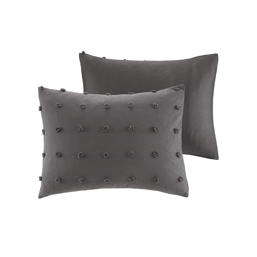 Cotton Jacquard Comforter Set with Euro Shams and Throw Pillows