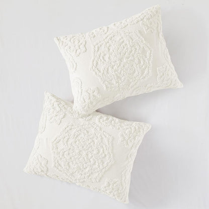 3-Piece Tufted Cotton Chenille Medallion Duvet Cover Set