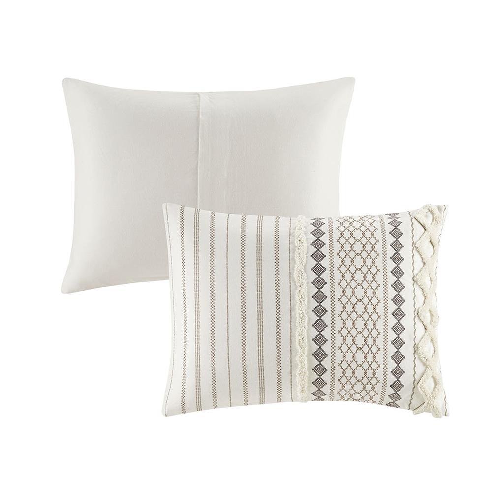 Charming Ivory Aztec Print Cotton Comforter Set, Belen Kox