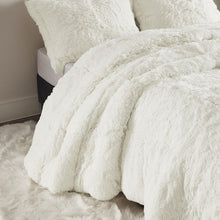 Shaggy Faux Fur Comforter Set - Ivory, Belen Kox
