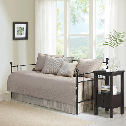 Quebec 6 Piece Reversible Daybed Cover Set, Khaki color