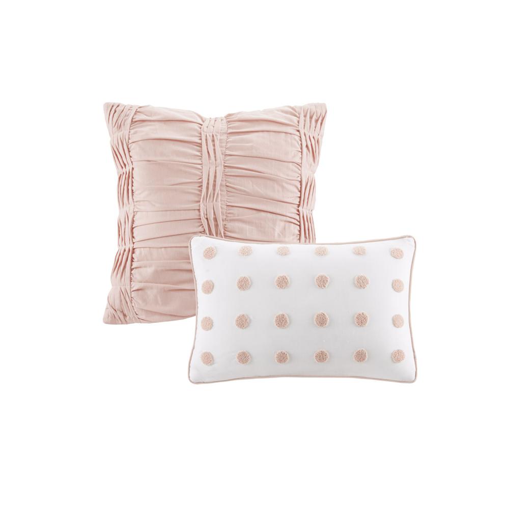 Cotton Jacquard Comforter Set with Euro Shams and Throw Pillows