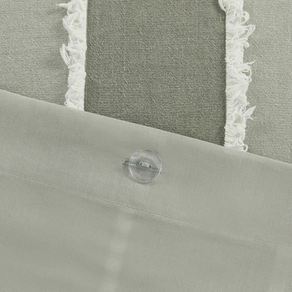 Shay 3 Piece Striped Cotton Duvet Cover Set, Sage color