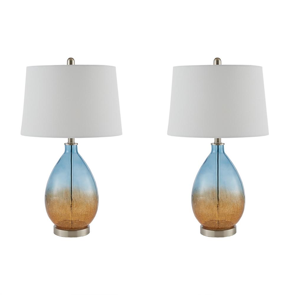 Cortina Blue Glass Table Lamp Set, Belen Kox