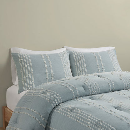Kara 3 Piece Cotton Jacquard Comforter Set