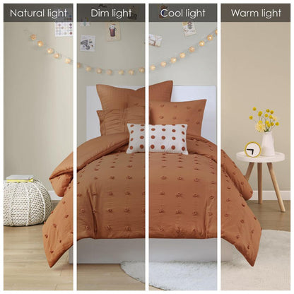 Cotton Jacquard Duvet Cover Set with Euro Shams and Throw Pillows