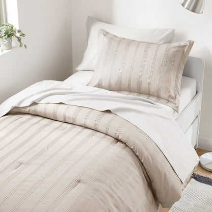 Logan Woven Striped Comforter Set, Neutral color