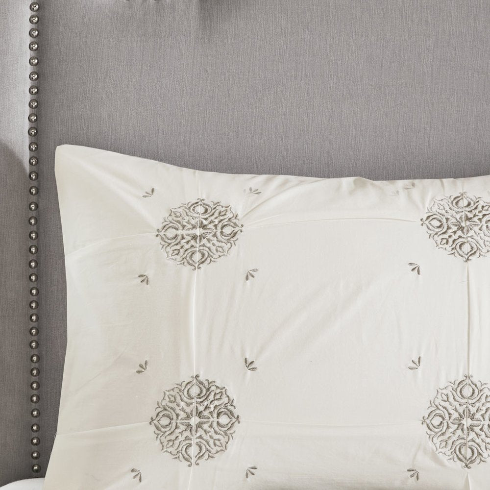 6 Piece Embroidered Cotton Reversible Comforter Set