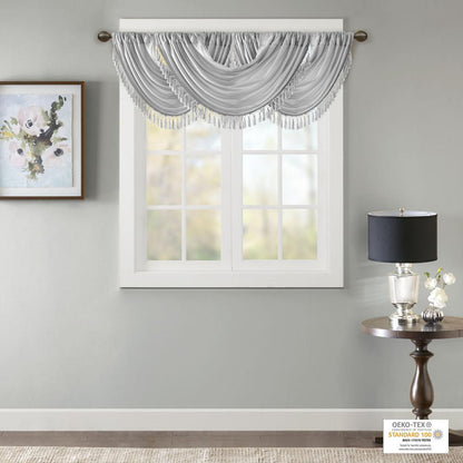 Faux Silk Waterfall Embellished Valance