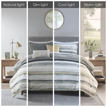 8 Piece Printed Seersucker Comforter and Quilt Set Collection