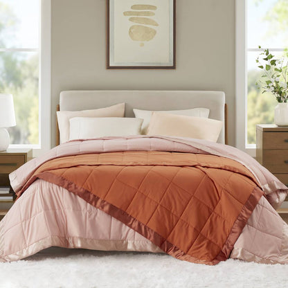 Lightweight Down Alternative Blanket with Satin Trim