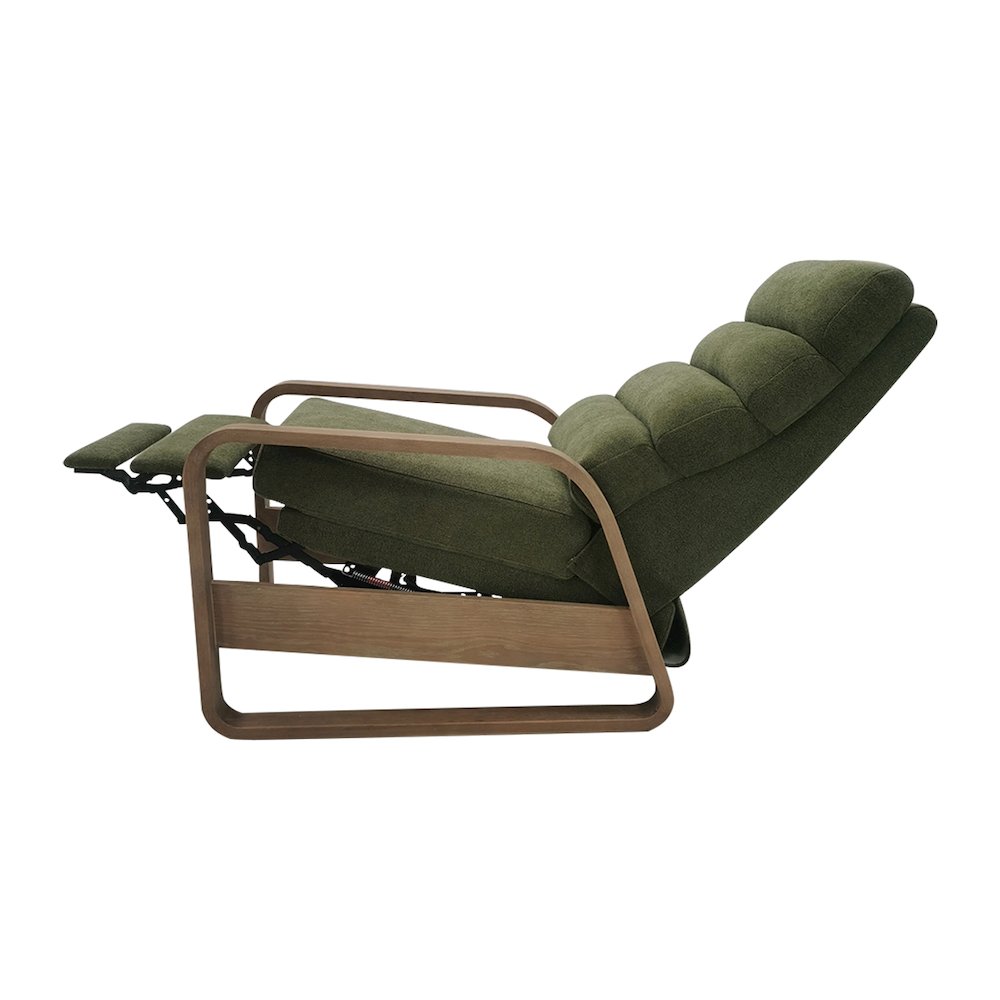 Jordan Wood framed push back Recliner in Green