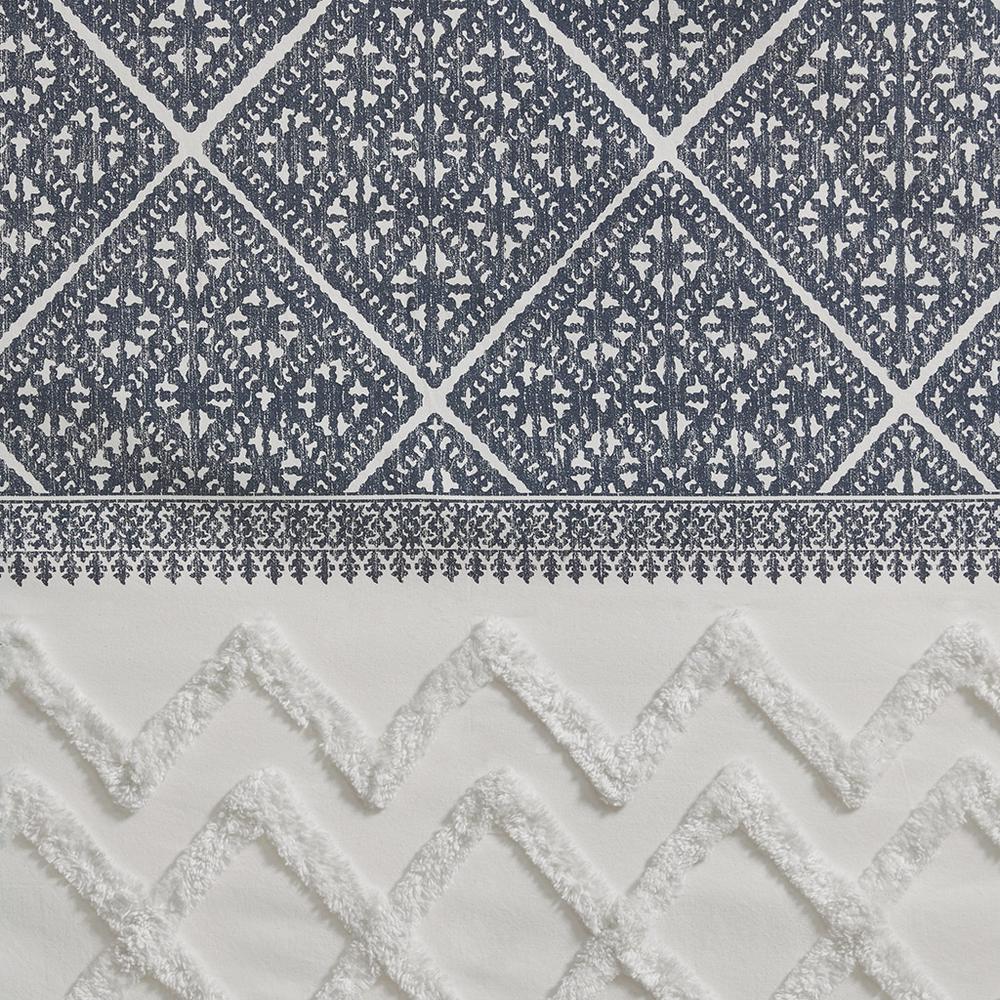 Cotton Printed Curtain Panel with Chenille detail and Lining