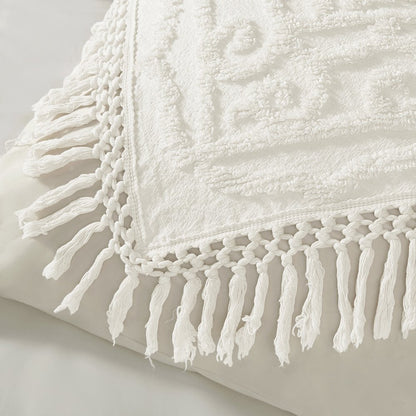 Laetitia Tufted Cotton Chenille Medallion Fringe Coverlet Mini Set
