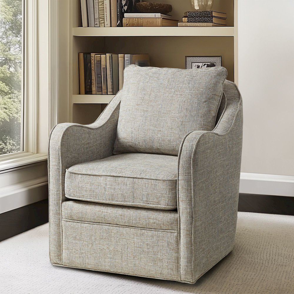 Brianne Upholstered Swivel Curved Armchair