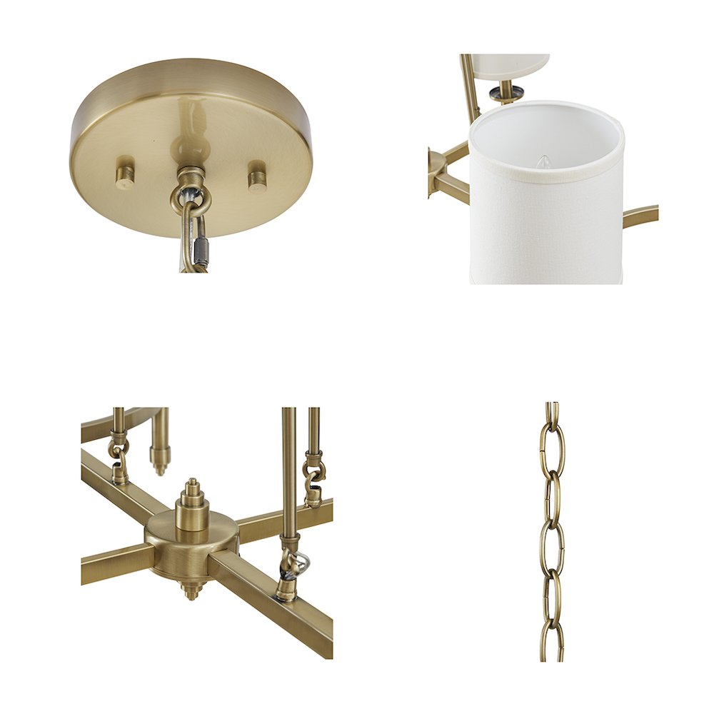 Elegenza 6-light Chandelier with Fabric Drum Shades in Antique Gold Color