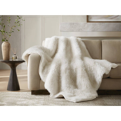 Botswana Animal Print Faux Fur Throw Blanket, Polar Bear color