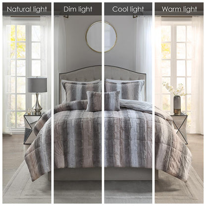 4PC Faux Fur Comforter Set