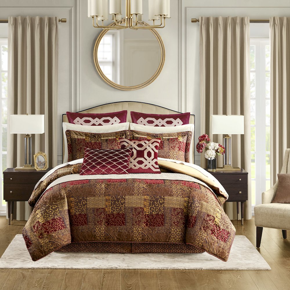 4 Piece Red Comforter Set