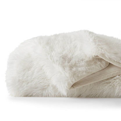 Botswana Animal Print Faux Fur Throw Blanket, Polar Bear color