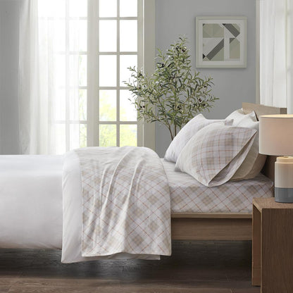 Cozy Flannel Printed Sheet Set, Pink Plaid color