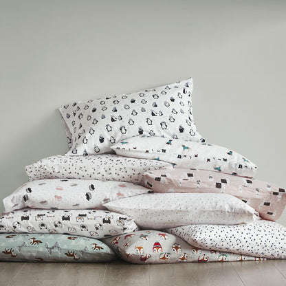 Cozy Soft Cotton Flannel Printed Sheet Set, Grey/Pink Cats color