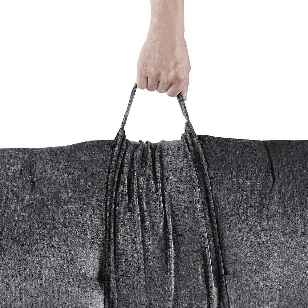Edelia Poly Chenille Lounge Floor Pillow Cushion in Charcoal