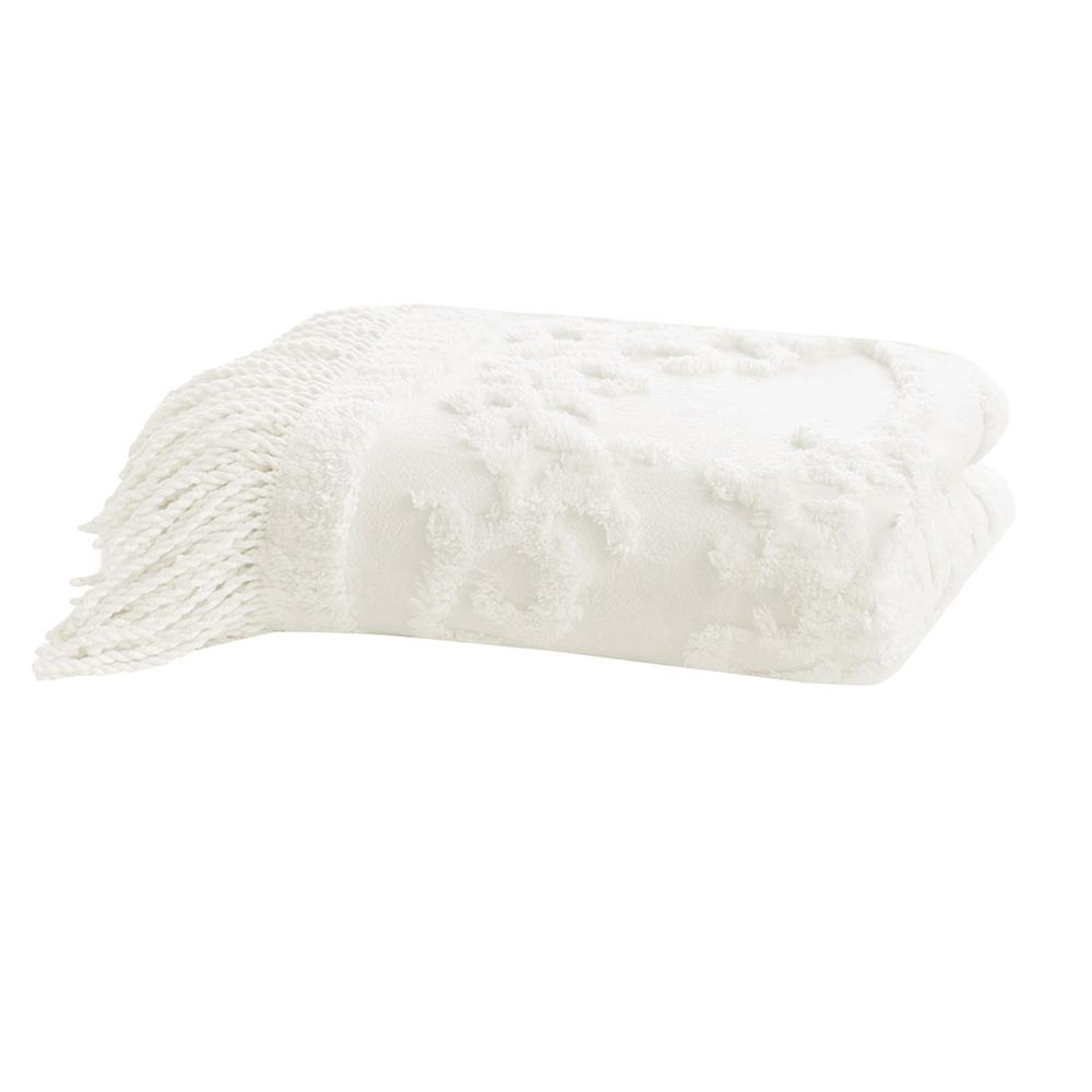 100% Cotton Tufted Chenille Lightweight Throw With Fringe Tassel 50" x 60"