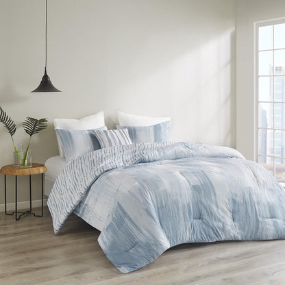 4 Piece Oversized Reversible Seersucker Comforter Set