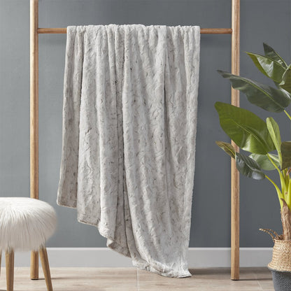 Zuri Faux Fur Throw, Snow Leopard color