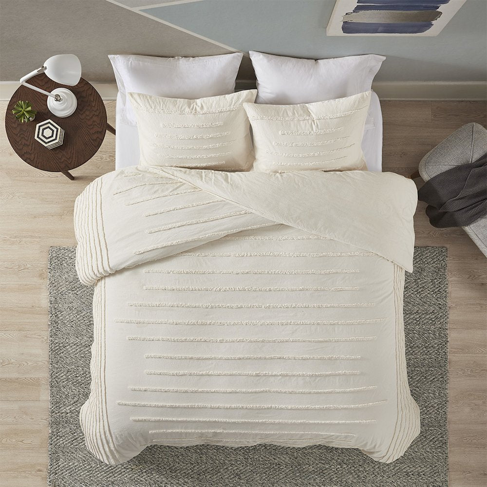 3 Piece Cotton Chenille Comforter Set