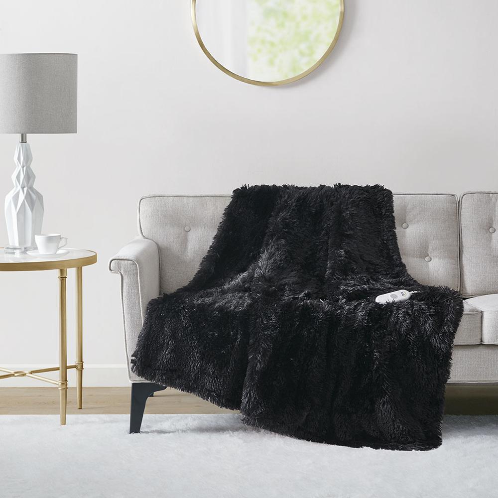 Shaggy Faux Fur Heated Throw