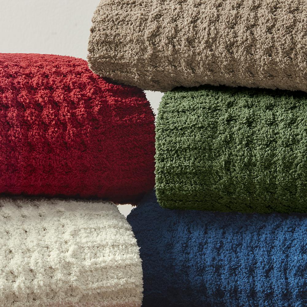 Rowan Waffle Knit Chenille Throw, Ivory color