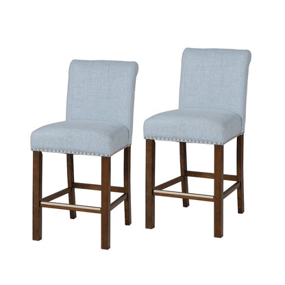 Upholstered Counter Stool with Nailhead Trim Set of 2