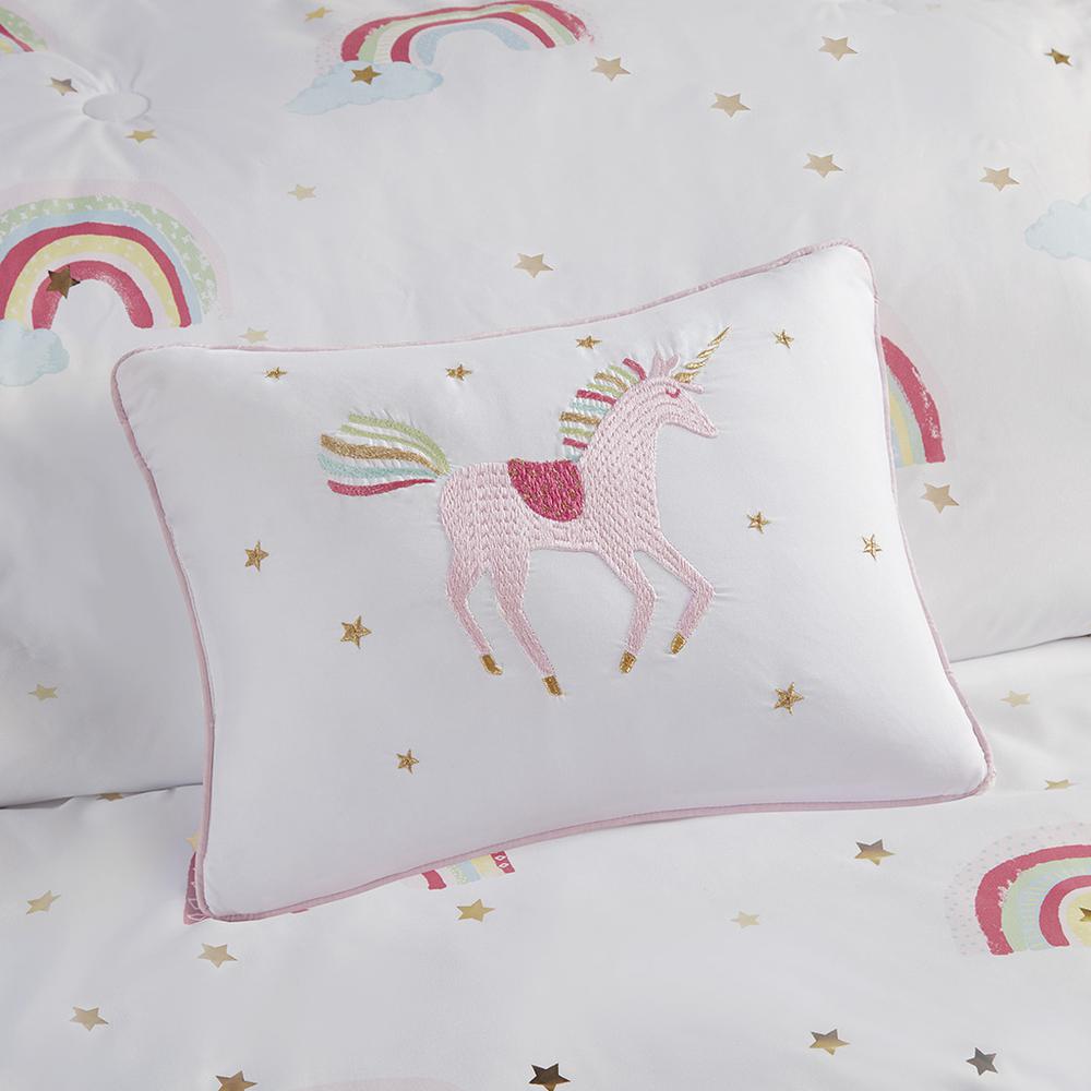 Rainbow and Metallic Stars Comforter Set with Bed Sheets