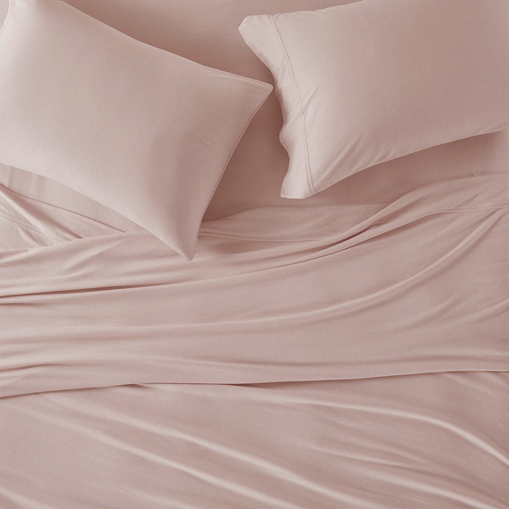 Cotton Blend Jersey Knit All Season Sheet Set, Blush color